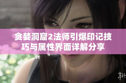 贪婪洞窟2法师引爆印记技巧与属性界面详解分享 贪婪洞窟2法师引爆印记技巧与属性界面详解分享