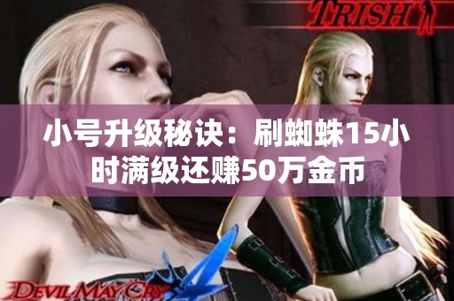 小号升级秘诀：刷蜘蛛15小时满级还赚50万金币