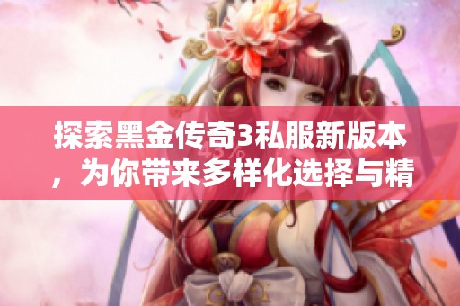 探索黑金传奇3私服新版本，为你带来多样化选择与精彩体验