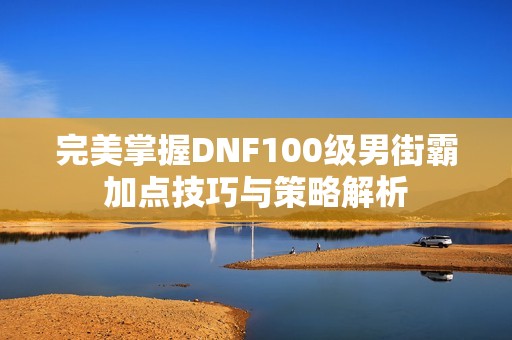 完美掌握DNF100级男街霸加点技巧与策略解析