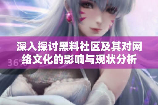深入探讨黑料社区及其对网络文化的影响与现状分析