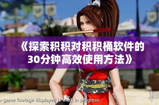 《探索积积对积积桶软件的30分钟高效使用方法》