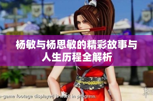 杨敏与杨思敏的精彩故事与人生历程全解析