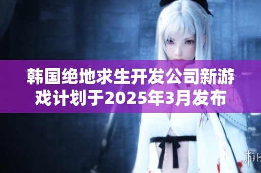 韩国绝地求生开发公司新游戏计划于2025年3月发布