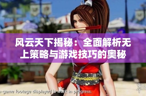 风云天下揭秘：全面解析无上策略与游戏技巧的奥秘