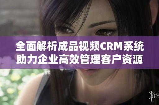 全面解析成品视频CRM系统助力企业高效管理客户资源
