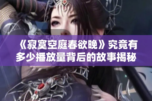 《寂寞空庭春欲晚》究竟有多少播放量背后的故事揭秘