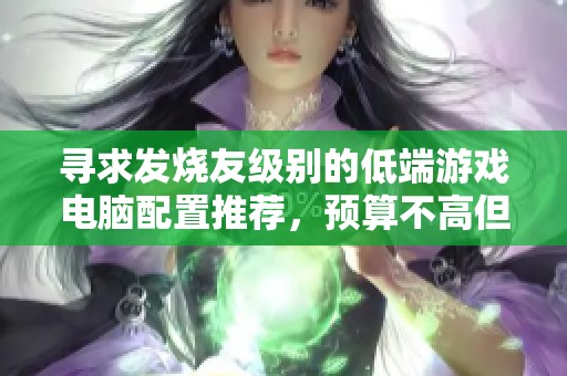 寻求发烧友级别的低端游戏电脑配置推荐，预算不高但性能出色