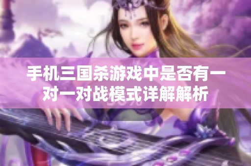 手机三国杀游戏中是否有一对一对战模式详解解析