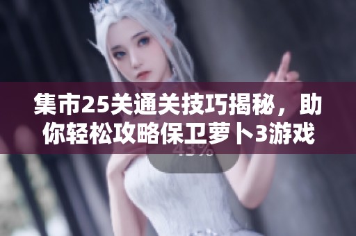 集市25关通关技巧揭秘，助你轻松攻略保卫萝卜3游戏秘诀