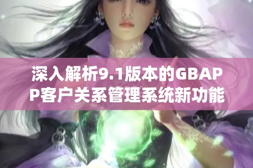 深入解析9.1版本的GBAPP客户关系管理系统新功能