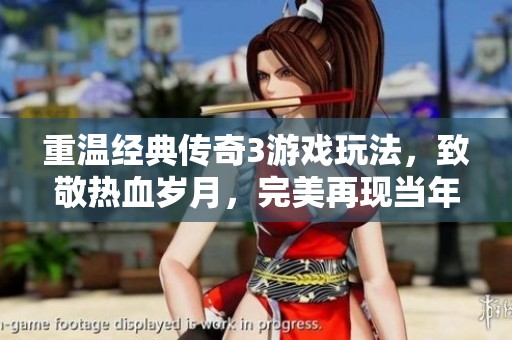 重温经典传奇3游戏玩法，致敬热血岁月，完美再现当年风采