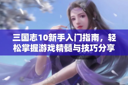 三国志10新手入门指南，轻松掌握游戏精髓与技巧分享