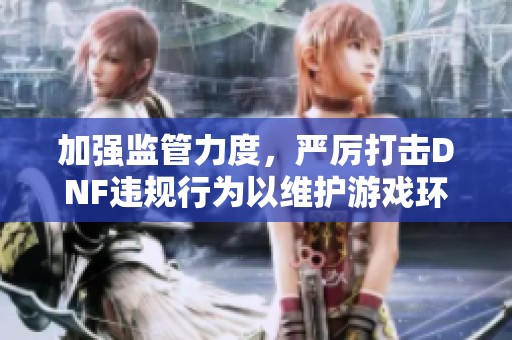 加强监管力度，严厉打击DNF违规行为以维护游戏环境