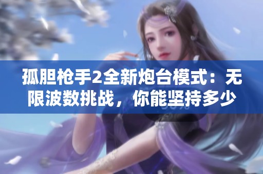 孤胆枪手2全新炮台模式：无限波数挑战，你能坚持多少轮？