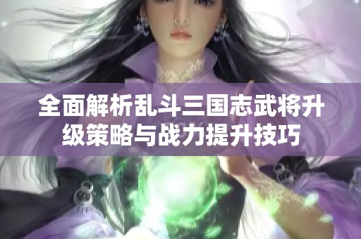 全面解析乱斗三国志武将升级策略与战力提升技巧