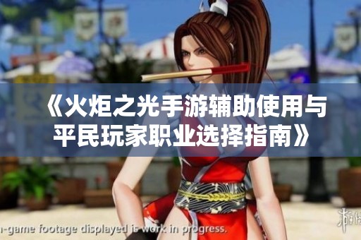 《火炬之光手游辅助使用与平民玩家职业选择指南》